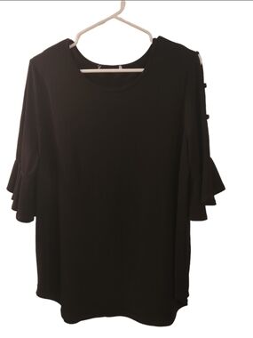 Black Ruffle Sleeve Women's Top